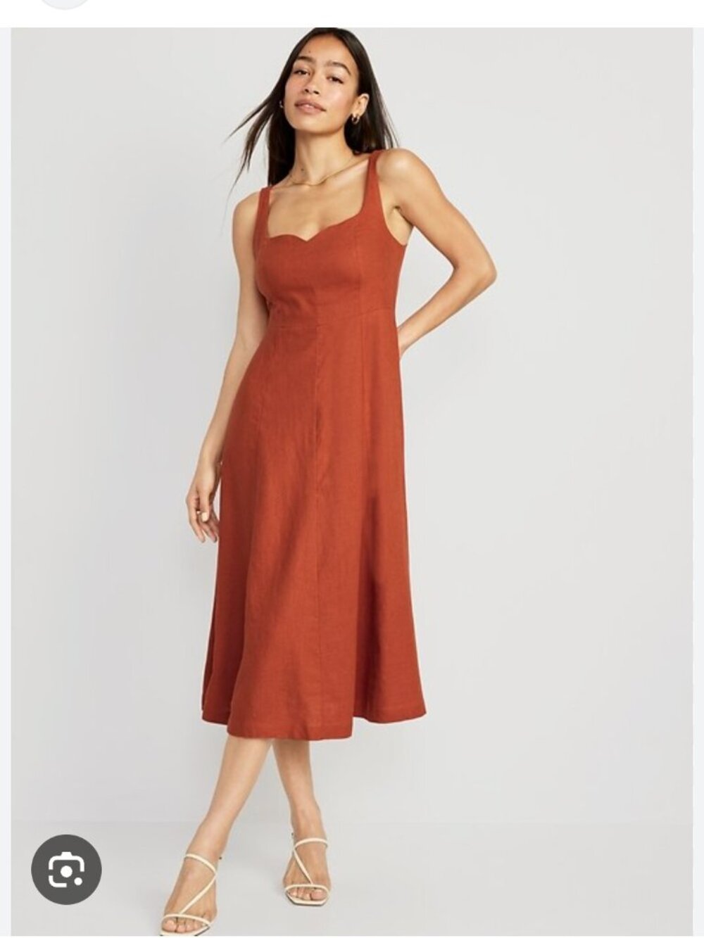 Old Navy Linen Rust midi dress / L